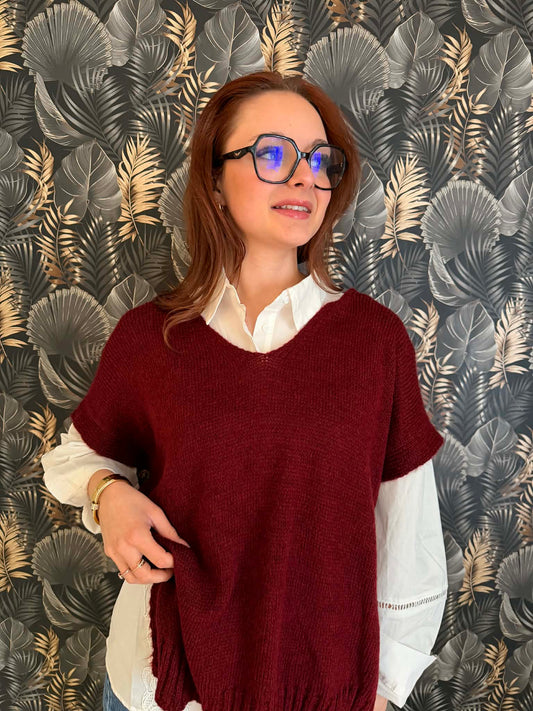 Pull sans manches Bordeaux Élégance