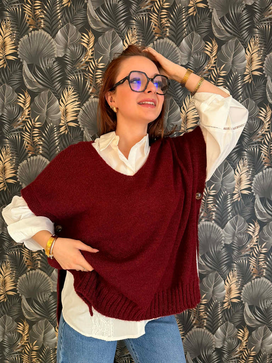 Pull sans manches Bordeaux Élégance